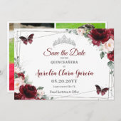 ブルゴーニュ赤面フローラクラウンキンセニェラ3枚 セーブザデート (正面/裏面)