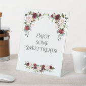 ブルゴーニュ赤面フローラスウィート結婚トリートズサイン 台座サイン (インサイチュ)