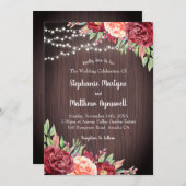 ブルゴーニュ赤面フローラストリングラ結婚イト 招待状 (正面/裏面)