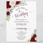 ブルゴーニュ赤面フローラダウンロード可能結婚式 プログラム (正面)