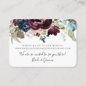 ブルゴーニュ赤面フローラネイビーエレガントリーフ結婚ズ 名刺 (正面)