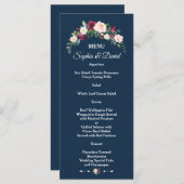 ブルゴーニュ赤面フローラネイビーブルーフローラ結婚ズ メニュー (正面/裏面)