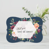 ブルゴーニュ赤面フローラネイビー与えが私を遠くに見る 招待状 (スタンド正面)