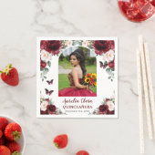 ブルゴーニュ赤面フローラバタフライキンセニェラ写真 スタンダードカクテルナプキン (インサイチュ)