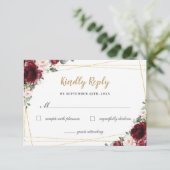 ブルゴーニュ赤面フローラバラ金ゴールドキンセアニラ返信 出欠カード (スタンド正面)