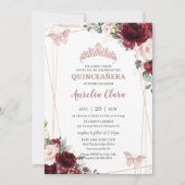 ブルゴーニュ赤面フローラバラ金ゴールドティアラキンセアニラ 招待状 (正面)