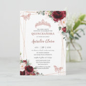 ブルゴーニュ赤面フローラバラ金ゴールドティアラキンセアニラ 招待状 (スタンド正面)