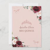 ブルゴーニュ赤面フローラバラ金ゴールドティアラキンセアニラ 招待状 (裏面)