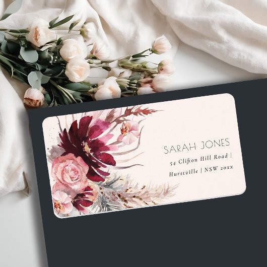 ブルゴーニュ赤面フローラパンパスグラスアドレス ラベル