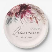 ブルゴーニュ赤面フローラパンパスグラスキンセアニェラ ペーパープレート (正面)