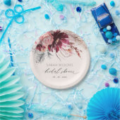 ブルゴーニュ赤面フローラパンパスグラスブライダルシャワー ペーパープレート (パーティー)