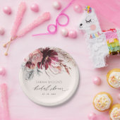 ブルゴーニュ赤面フローラパンパスグラスブライダルシャワー ペーパープレート (パーティー)