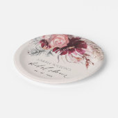 ブルゴーニュ赤面フローラパンパスグラスブライダルシャワー ペーパープレート (アングル)