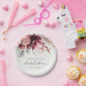 ブルゴーニュ赤面フローラパンパスグラスブライダルシャワー ペーパープレート (パーティー)