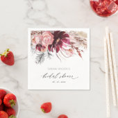 ブルゴーニュ赤面フローラパンパスグラスブライダルシャワーN スタンダードカクテルナプキン (インサイチュ)