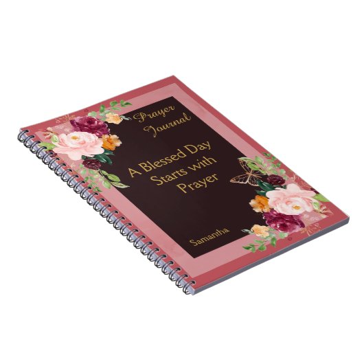 ブルゴーニュ赤面フローラパーソナライズされた祈りの言葉ジャーナル ノートブック (右側)
