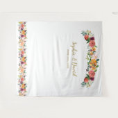 ブルゴーニュ赤面フローラフォトブース背景 タペストリー (正面(横))