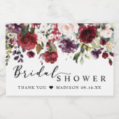 ブルゴーニュ赤面フローラブライダルシャワー賛成 スパークリングワインラベル (シングルラベル)