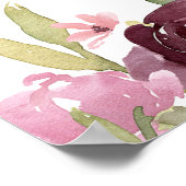 ブルゴーニュ赤面フローラベビーシャワー歓迎サイン ポスター (角)