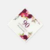 ブルゴーニュ赤面フローラボホ90thバースデーパーティー スタンダードカクテルナプキン (角)