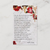 ブルゴーニュ赤面フローラメモリアル祈りの言葉フォトカード 名刺 (裏面)