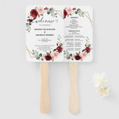 ブルゴーニュ赤面フローラモダン幾何学プログラム ハンドファン (正面&裏面)