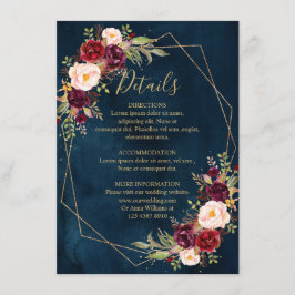 ブルゴーニュ赤面フローラモダン幾何学的詳細 エンクロージャーカード