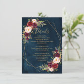 ブルゴーニュ赤面フローラモダン幾何学的詳細 エンクロージャーカード (スタンド正面)