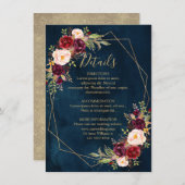 ブルゴーニュ赤面フローラモダン幾何学的詳細 エンクロージャーカード (正面/裏面)