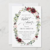 ブルゴーニュ赤面フローラリーフィーリースブライダルシャワー 招待状 (正面)