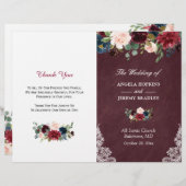 ブルゴーニュ赤面フローラレースフォールディング結婚式 プログラム (正面/裏面)