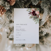 ブルゴーニュ赤面フローラ冬の結婚式の日付を保存 招待状