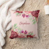 ブルゴーニュ赤面フローラ名モノグラム クッション (ブランケット)