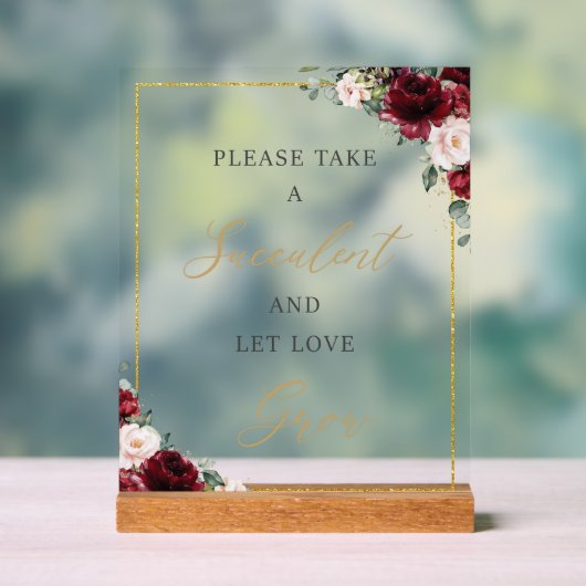 ブルゴーニュ赤面フローラ多肉強愛の成長 アクリルサイン (ニュートラル)