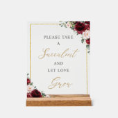 ブルゴーニュ赤面フローラ多肉強愛の成長 アクリルサイン (正面)