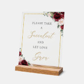 ブルゴーニュ赤面フローラ多肉強愛の成長 アクリルサイン (傾斜)