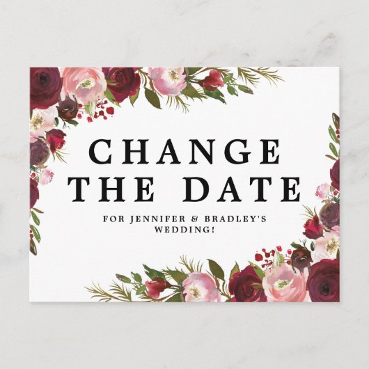 ブルゴーニュ赤面フローラ日付の変更 案内ポストカード (正面)