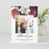 ブルゴーニュ赤面フローラ植物写真結婚ズ サンキューカード (スタンド正面)