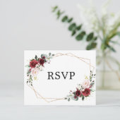 ブルゴーニュ赤面フローラ植物幾何学RSVP ポストカード (スタンド正面)