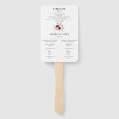 ブルゴーニュ赤面フローラ水彩結婚式プログラム ハンドファン (裏面)