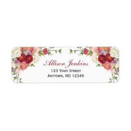 ブルゴーニュ赤面フローラ牡丹カスタム差出人住所 ラベル