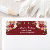 ブルゴーニュ赤面フローラ牡丹カスタム差出人住所 ラベル (インサイチュ)