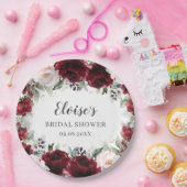 ブルゴーニュ赤面フローラ結婚ズブライダルベビーシャワー ペーパープレート (パーティー)