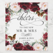 ブルゴーニュ赤面フローラ結婚ズ金ゴールド蝶 ワインラベル (シングルラベル)