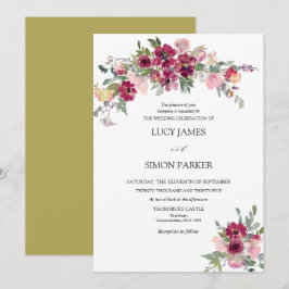 ブルゴーニュ赤面フローラ結婚ブーケ 招待状