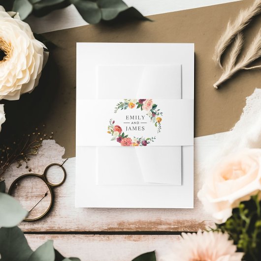 ブルゴーニュ赤面フローラ結婚リースズモノグラム 招待状ベリーバンド