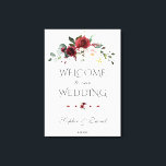 ブルゴーニュ赤面フローラ結婚歓迎のサイン キャンバスプリント<br><div class="desc">バーガン魅力的ディ赤面フローラカードデザイン。白い背景に豪華なブルゴーニュ赤面の水彩花、フローラ仕切り、すべてが特徴。ツールカスタマイズを使って情報を追加する。マッチ商品は、私のブルゴーニュ赤面花コレクションを参照して下さい。</div>