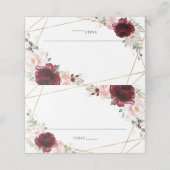 ブルゴーニュ赤面フローラ結婚金ゴールドのゲスト名 プレイスカード (外部開封)