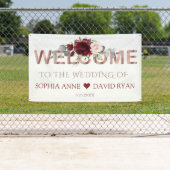 ブルゴーニュ赤面フローラ結婚金ゴールドの歓迎サイン 横断幕 (インサイチュ)