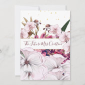 ブルゴーニュ赤面フローラ金ゴールドエレガントブライダルシャワー 招待状 (裏面)